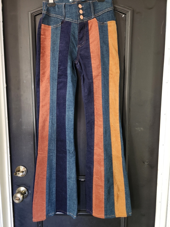 Altar'd State Denim - NWOT Altar'd State Flare Jeans Multi Colored Striped Bohemian Festival sz 25x31